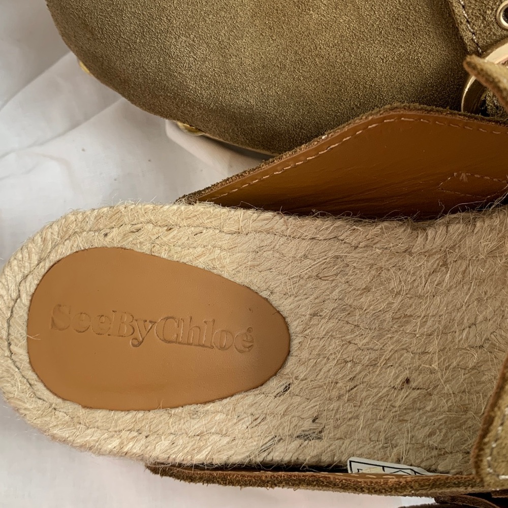 See by Chloé Vivienne Clog Mule in Khaki Suede EU 38 - Picture 6 of 10